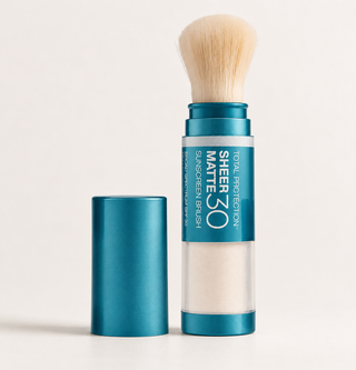Colorescience Sunforgettable Sheer Matte SPF 30 mineral sunscreen brush.